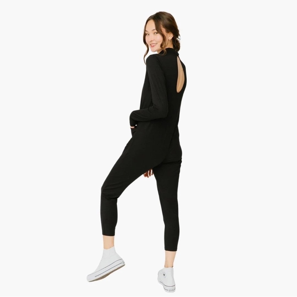 Smash + Tess large Audrey Romper black jumpsuit pockets bamboo comfy loungewear